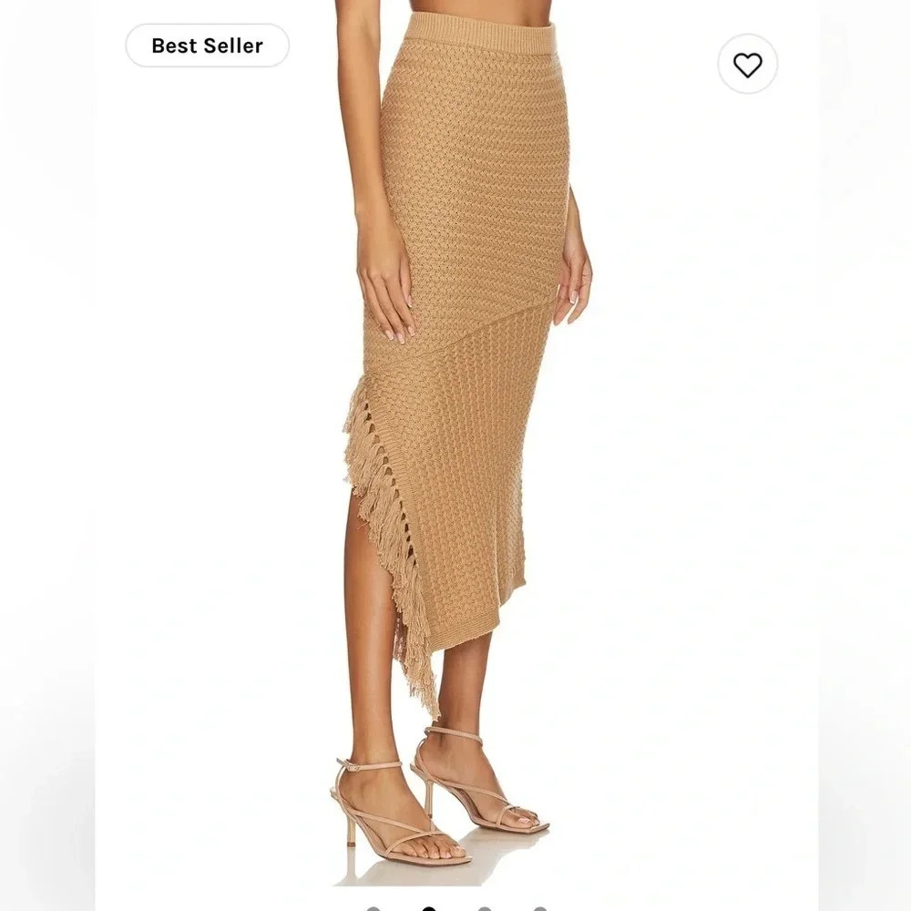 House of Harlow 1960 Lilja tan knit fringe maxi skirt - Picture 2 of 12